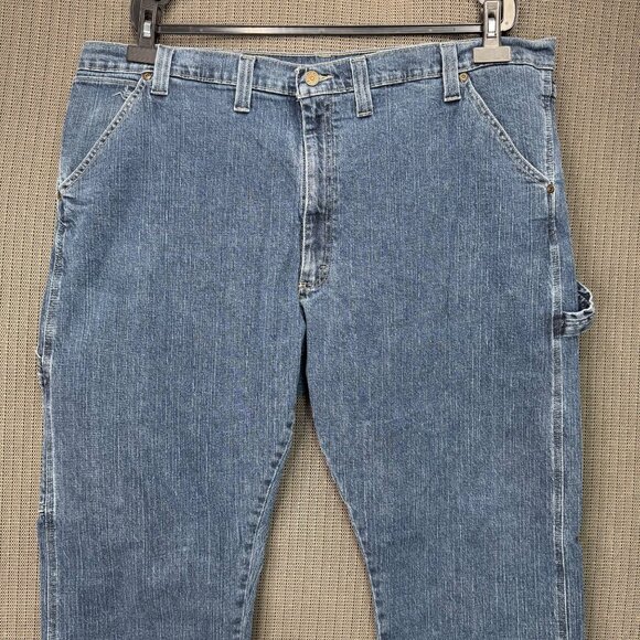 Wrangler Mens Size 44x32 Carpenter Jeans Blue Denim Utility Style Relaxed Fit - Picture 8 of 9
